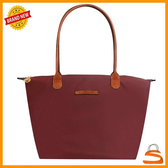Handbags - Large Waterproof Nylon Tote Bag with Zipper Closure Lightweight Durable Handbag